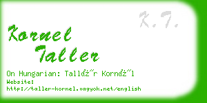 kornel taller business card